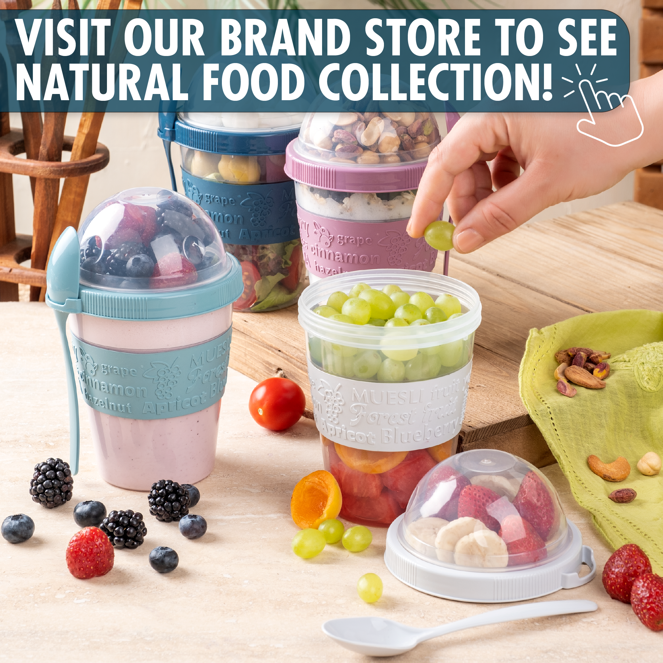 Hakan – wholesale Matlåda – Parfaitbägare med lock och sked, återanvändbara bägare, 4-pack, 20 oz6