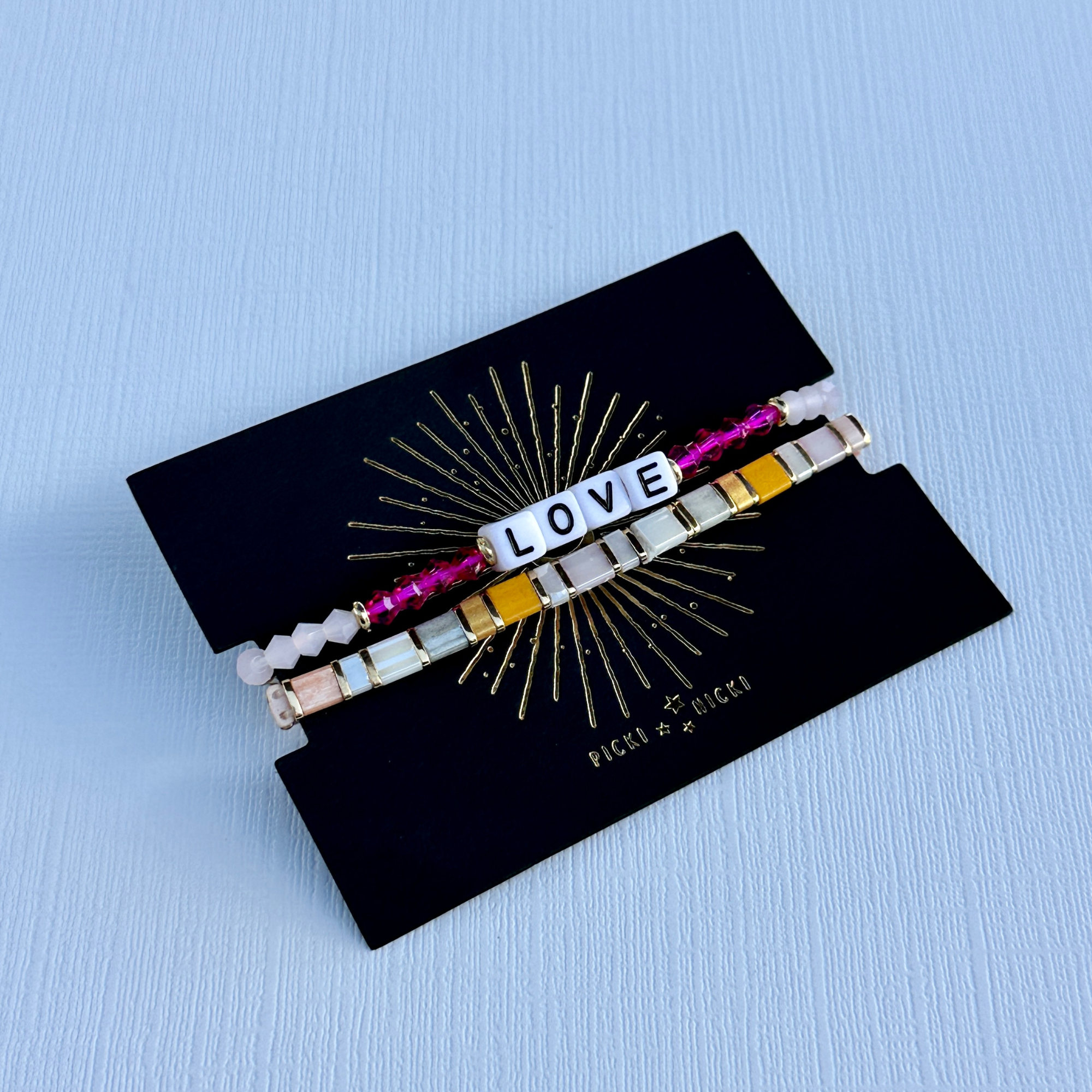 PinkLove Love PRIDE Beaded Tile Tila Stacking Bracelet Sets for wholesale on Faire1