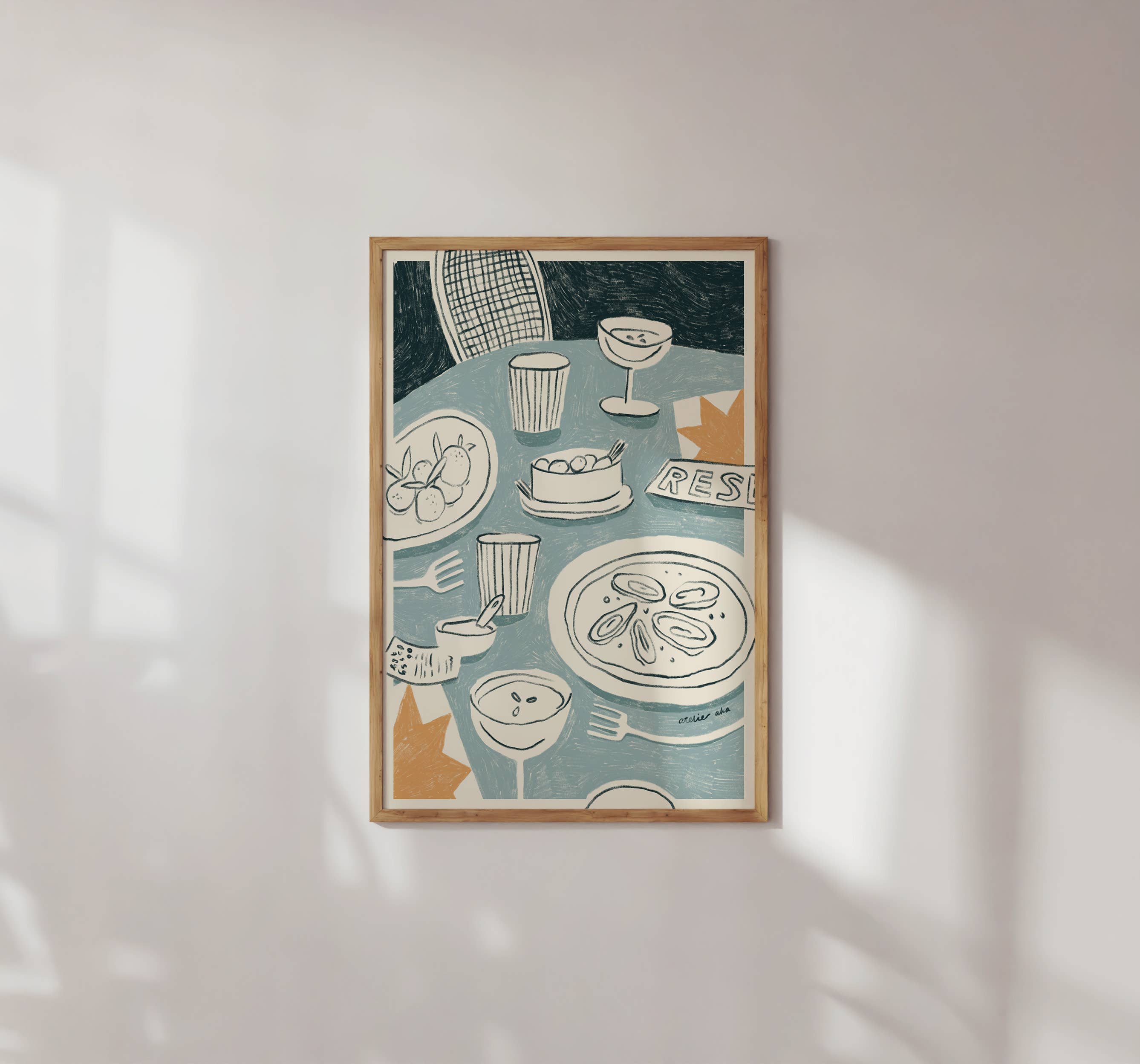 Atelier Aha - Wholesale Art Print - Oysters & Espresso Martinis - 30x40cm