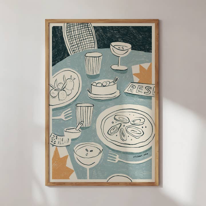 Atelier Aha - Wholesale Art Print - Oysters & Espresso Martinis - 30x40cm0