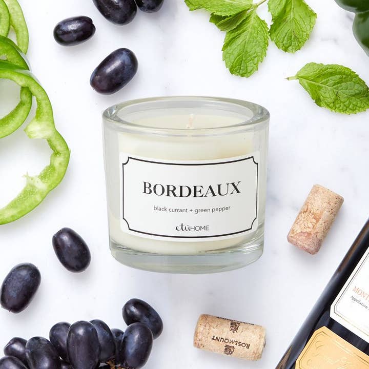 etúHOME - Wholesale Jar/Filled Candle - Black Currant + Green Pepper Candle, Bordeaux (7.4 oz)