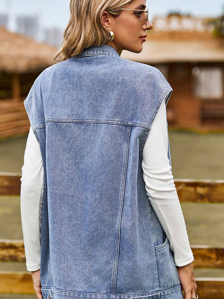 Lily Clothing - Wholesale Denim Jacket - Women's - WOMEN WASH DENIM SLEEVELESS JACKET_CWJJ00812