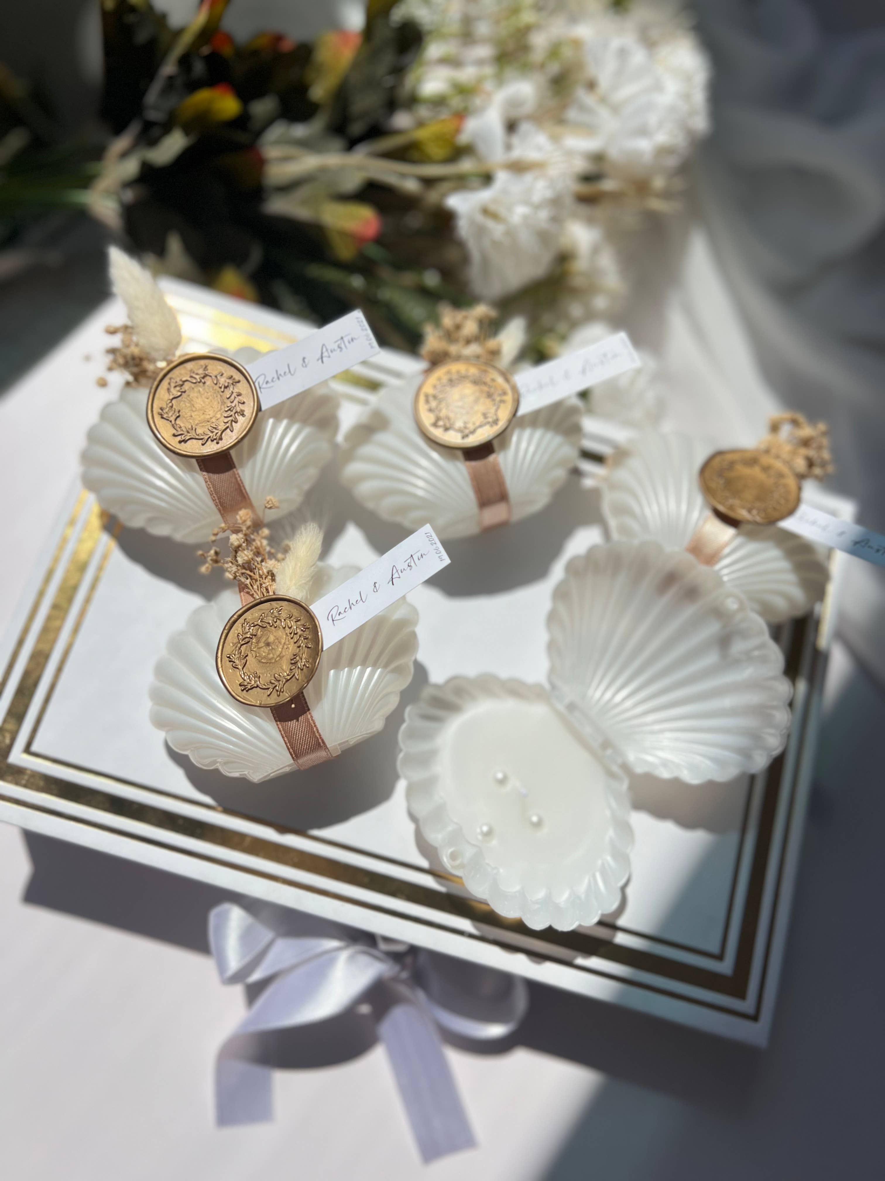 Uniq Favors – wholesale Party gift – Oyster Candle, Seashell Candle Wedding Favors, Beach Wedding7