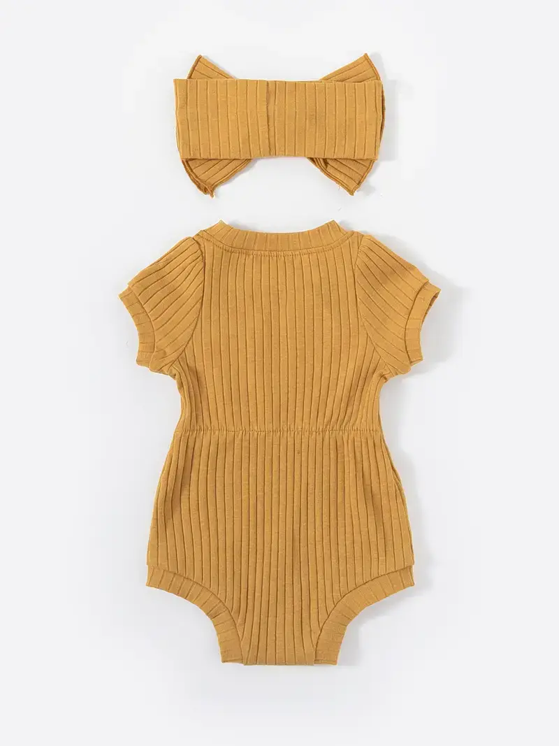 Lucky Avocado - Venta al por mayor Conjunto de ropa - Bebés - Moderno conjunto de mono de verano con diadema con lazo8