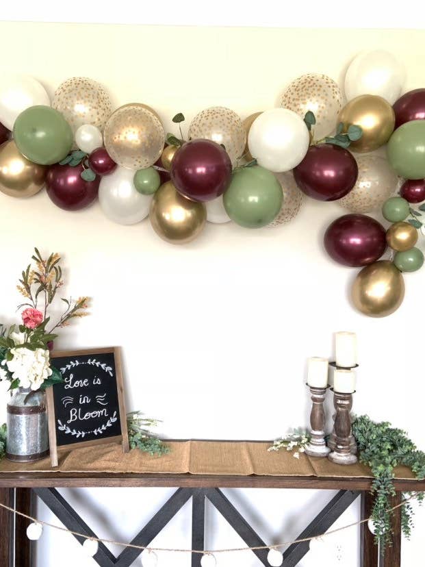 Burgundy & Eucalyptus Balloon Garland | 4-Foot DIY Kit for wholesale by Hullaballoons