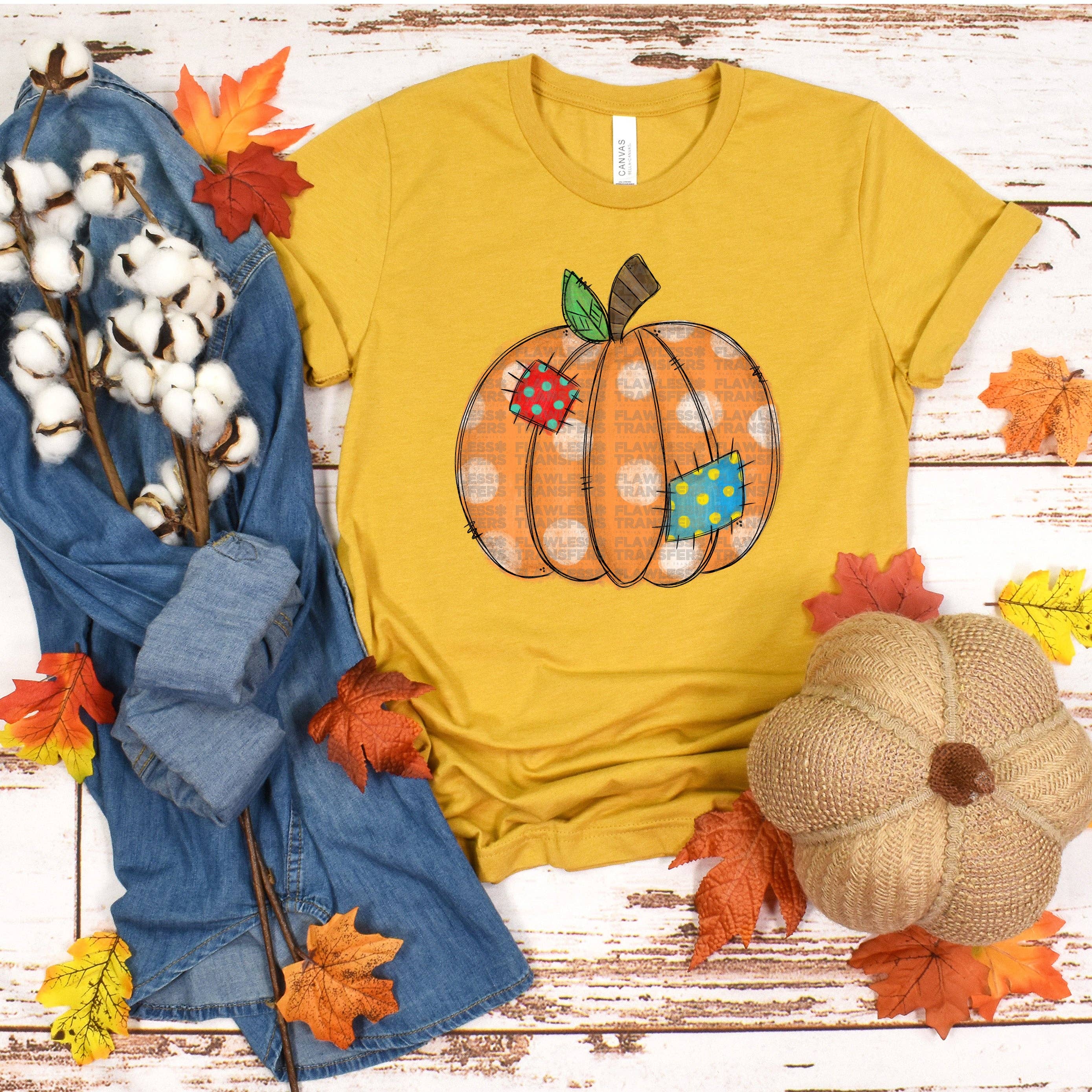 Flawless Transfers - Wholesale Sublimation Transfer - Patched Pumpkin #2276 DTF Transfer0