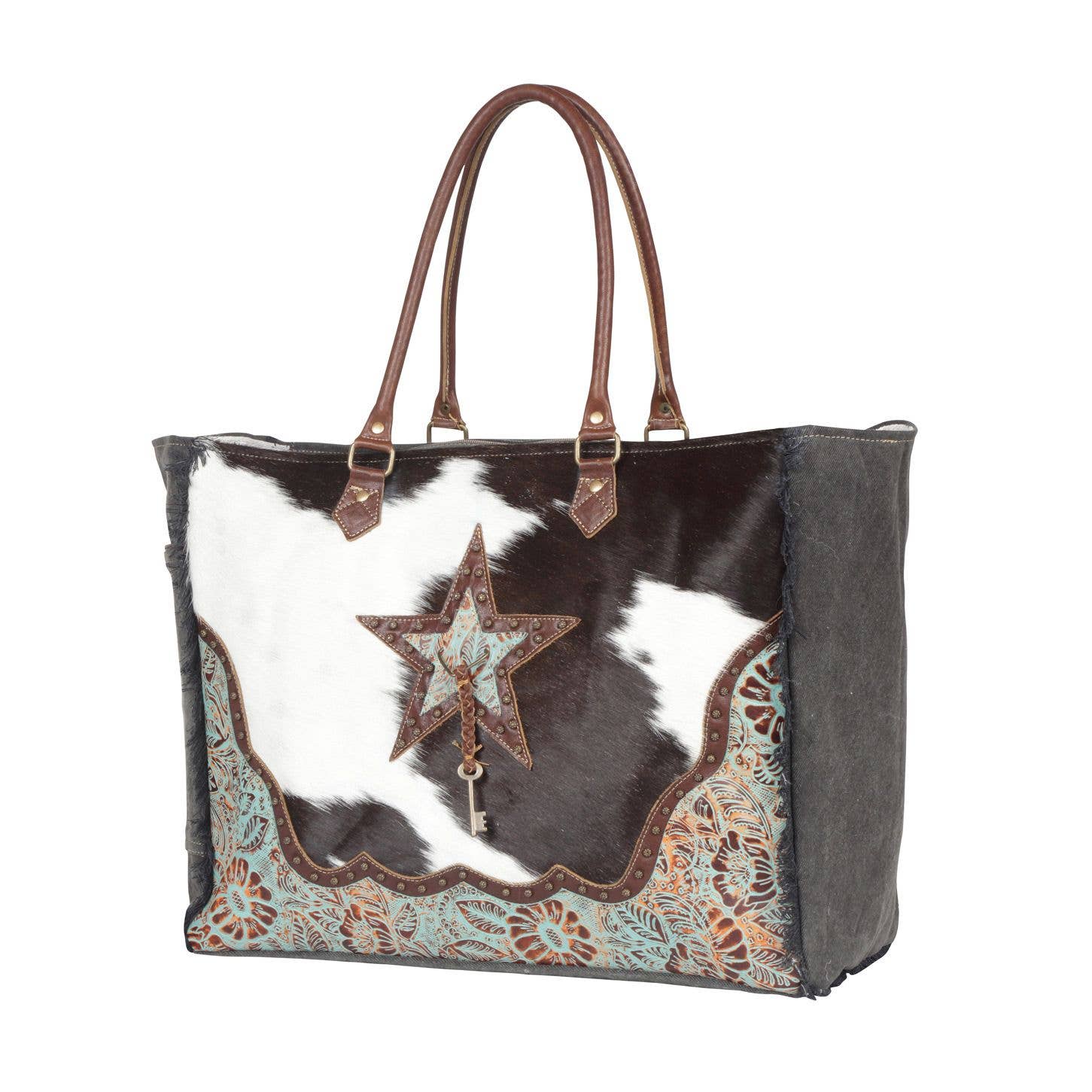 Texas Western Cowhide Bags and More - Wholesale Duffel- en weekendtas - Dames - Star Western weekendtas van koeienhuid voor reizen en overnachtingen2