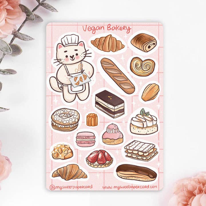 My Sweet Paper Card - Wholesale Sticker - A6 Vegan Bakery Stickers - Planner Stickers