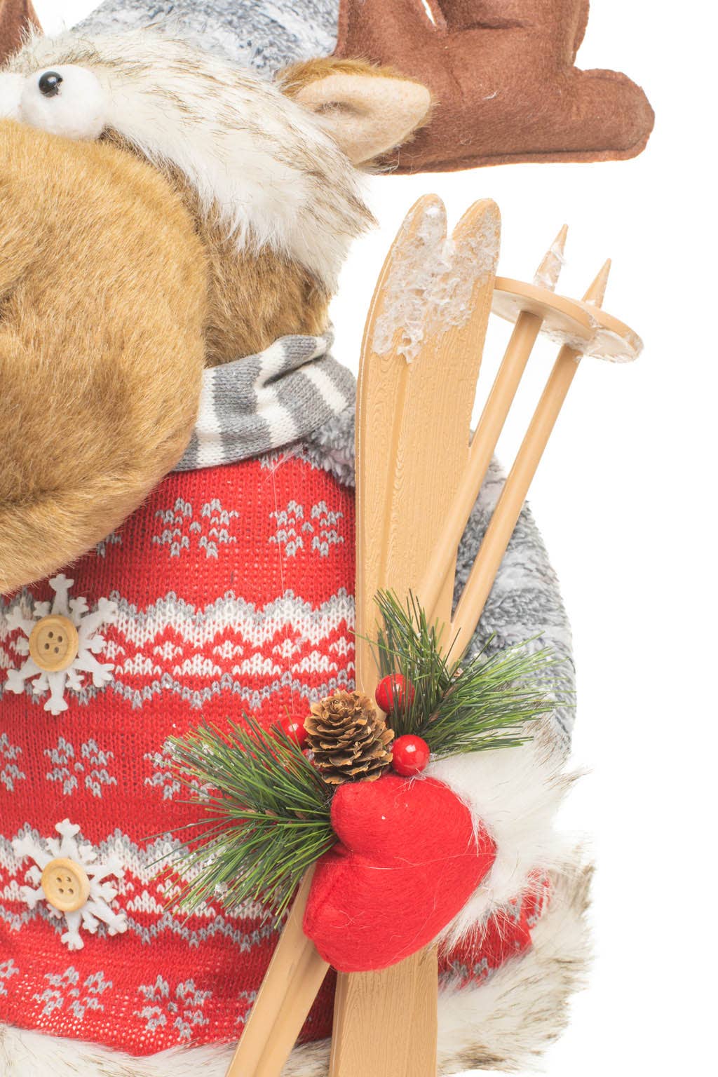 Starlight Collection - Wholesale Christmas Decoration - Red/Gray Moose Figurine with Skis3