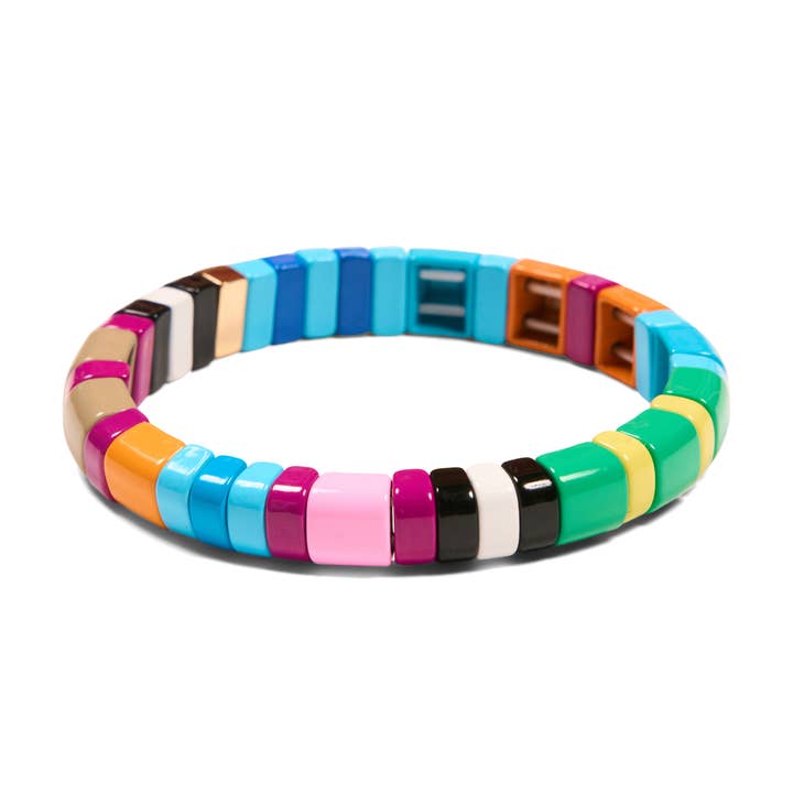 Malibu Sugar - Wholesale Beaded Bracelet - Sugar Stripe Tile Bracelet Assortment