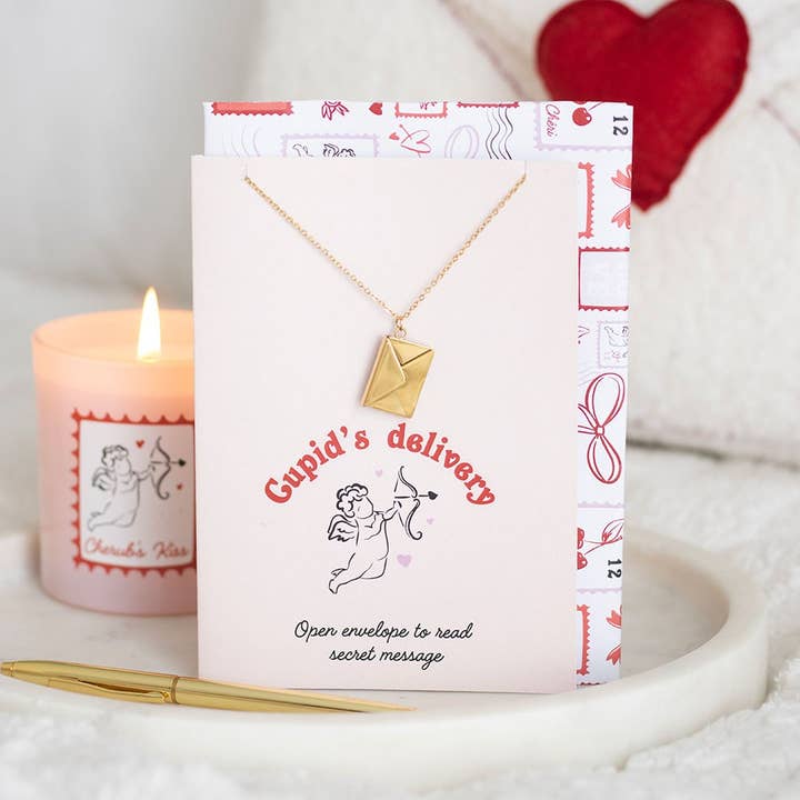 Love Letter Locket Necklace on Valentine's Day Greeting Card for wholesale by Something Different Wholesale