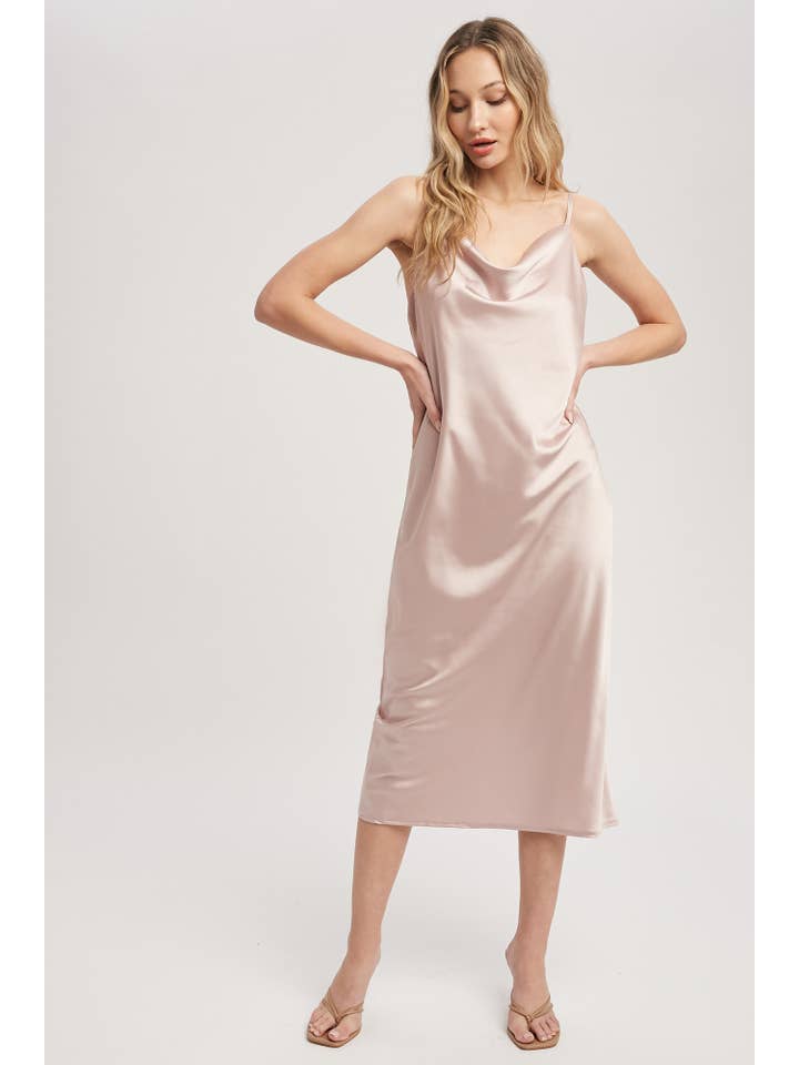 Bluivy - Wholesale Dress - Women's - SATIN DRAPED NECK MIDI SLIP DRESS20