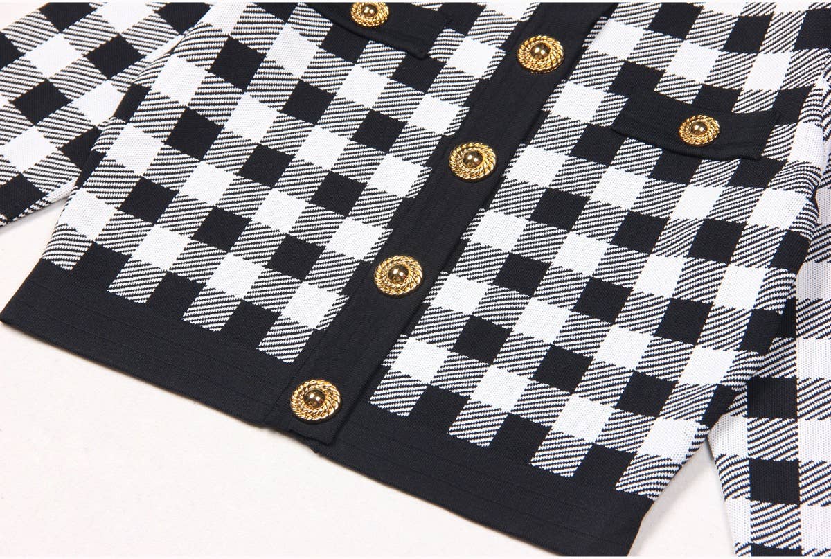 Productseeker - Wholesale Cardigan - Women's - JK071 Chic Plaid Cardigan Jacket - Autumn Essential34