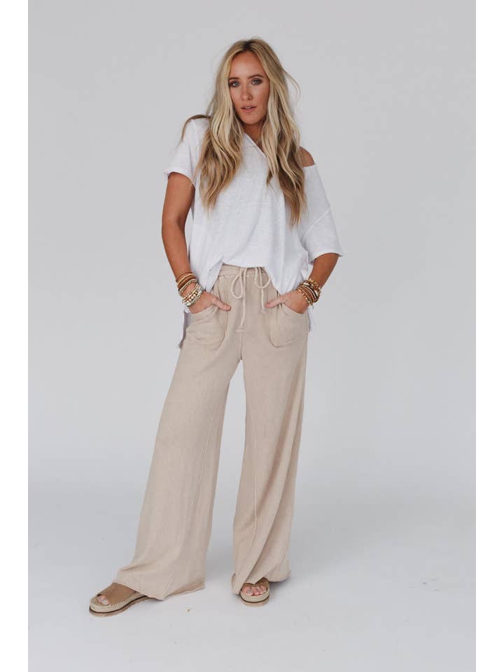 Three Bird Nest - Wholesale Pants - Women's - Relaxing Robin Wide Leg Pant - New Taupe
