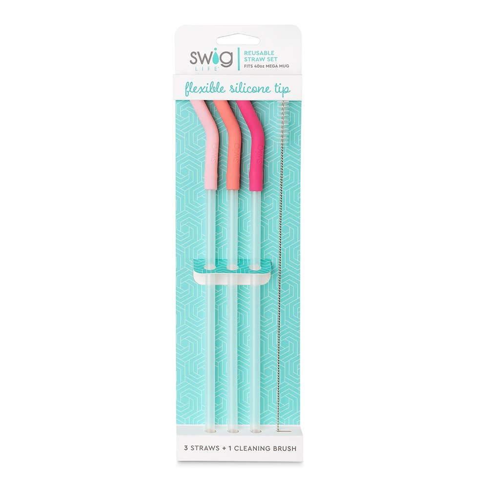Swig Life - Wholesale Drinking Straw - Blush/Coral/Pink  Reusable Straw Set (Mega Mugs)1