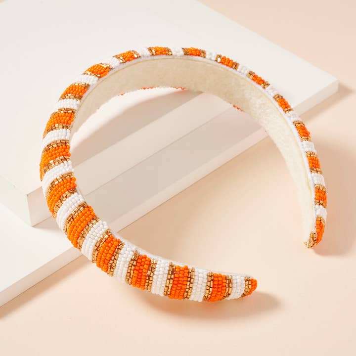 Frem - Wholesale Fashion Headband - Women's - Game Day Color Block Seed Bead Headband23