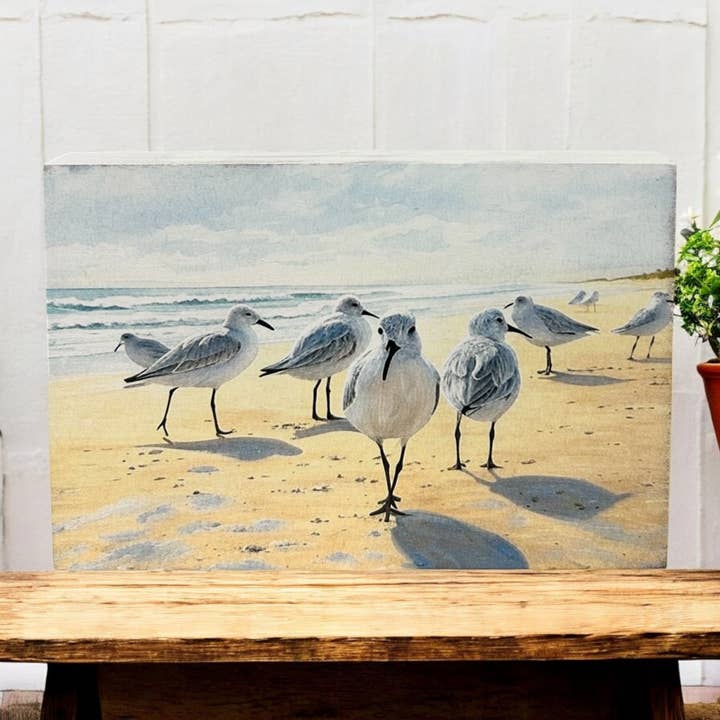 Sandpipers on the Beach - Rustic Coastal Decor Wood Sign for wholesale by Inkwood Crafters