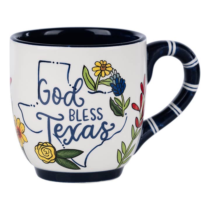 God Bless Texas Flower Mug for wholesale by Glory Haus