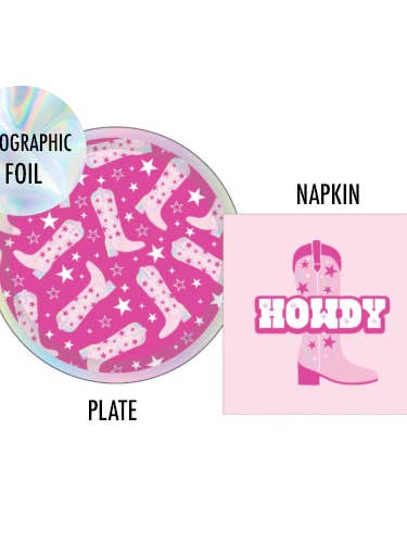 PTW, Disco Cowgirl Boot Pattern - Appetizer Paper Plate Set for wholesale by Elum Designs