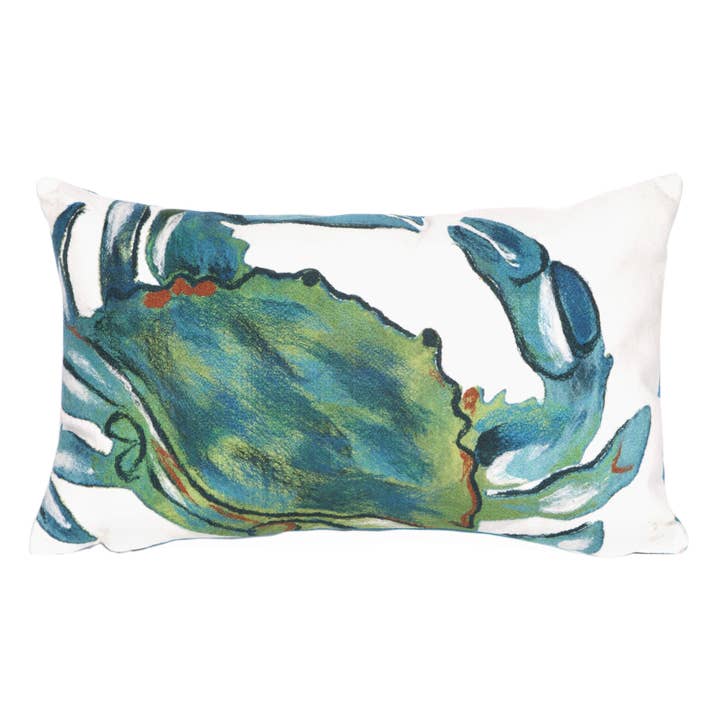 Visions III Blue Crab Indoor/Outdoor Pillow for wholesale by Liora Manne