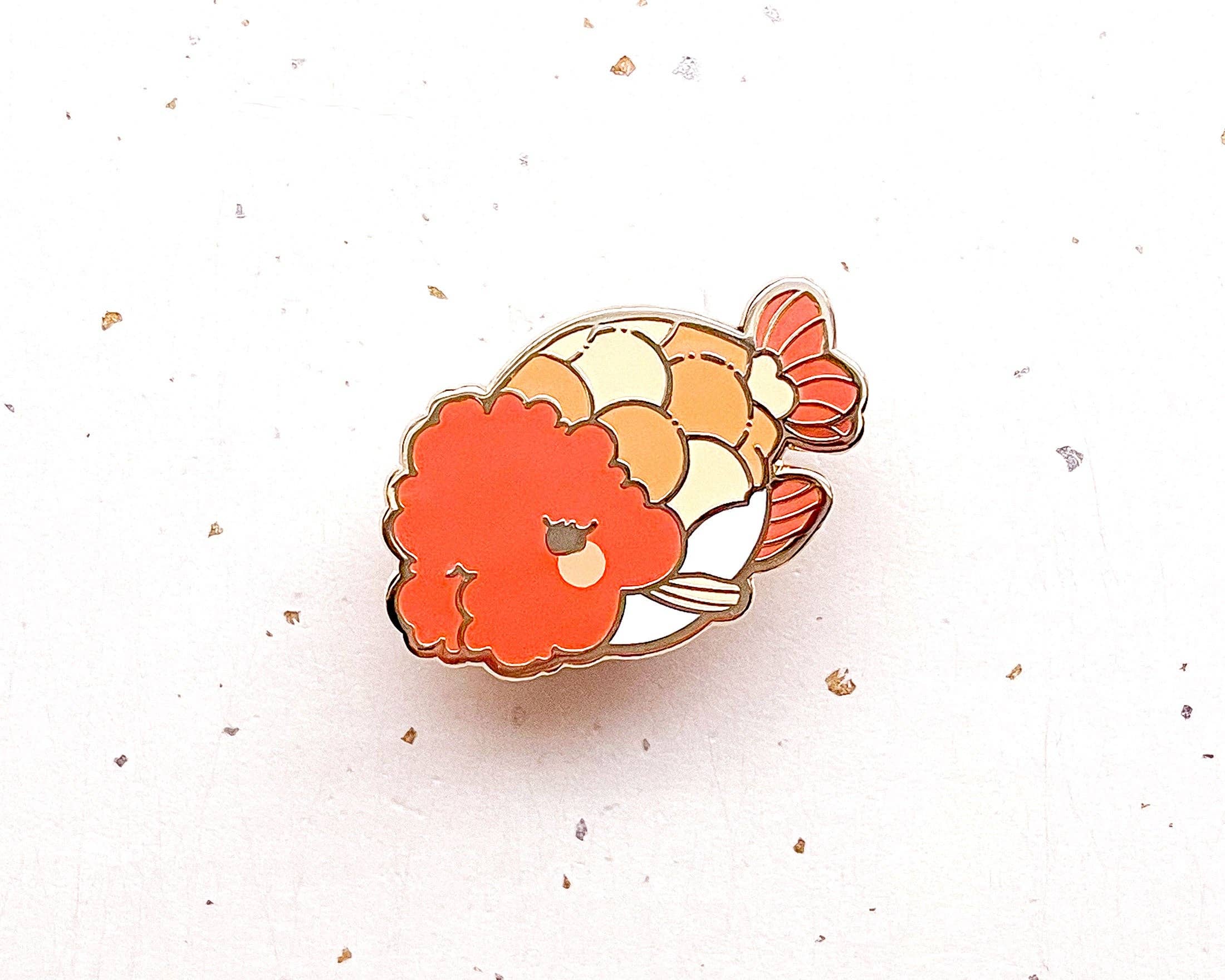 Alum and Ink - Wholesale Lapel Pin/Button - Ranchu Goldfish Enamel Pin