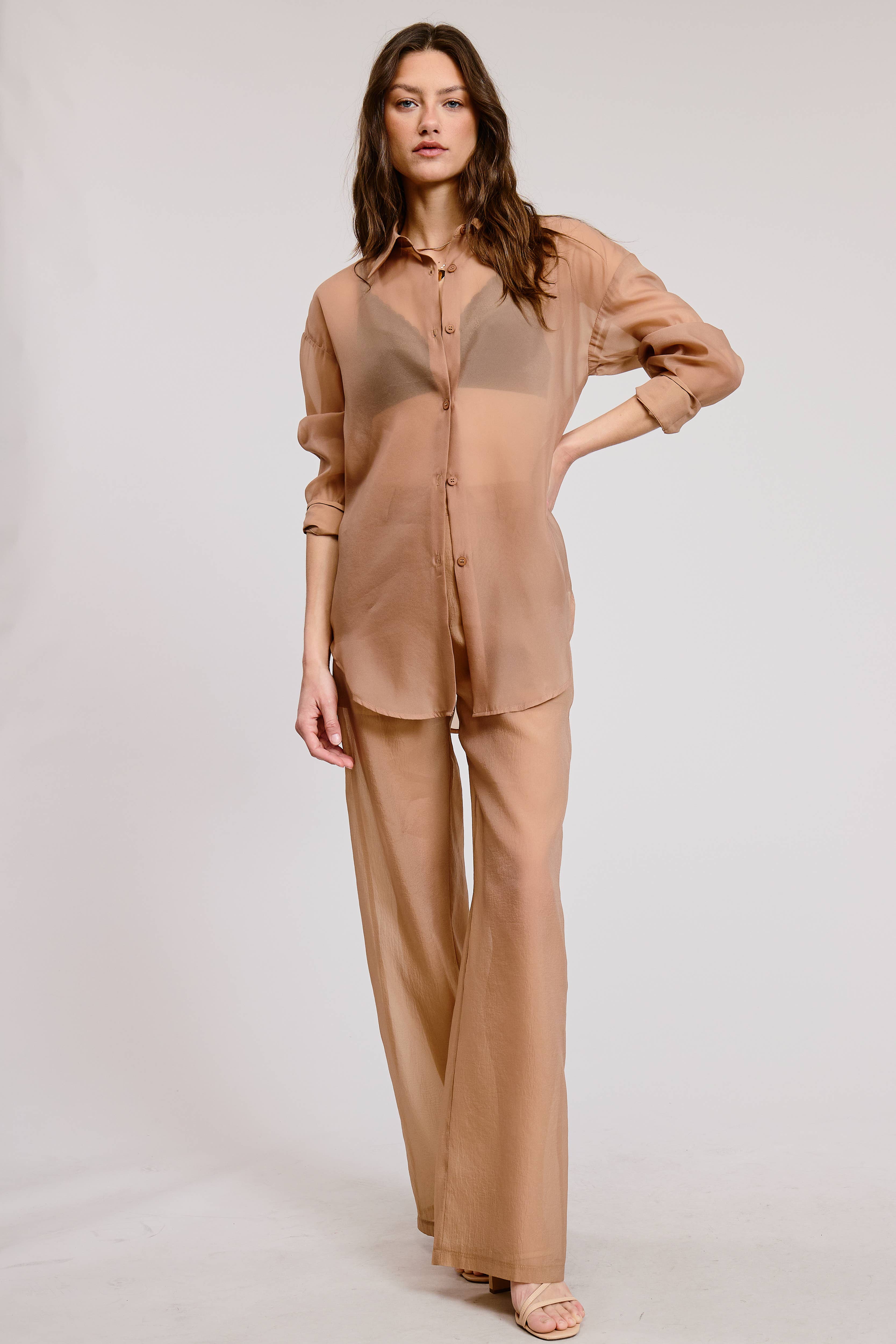 Mimosa - Wholesale Pants - Women's - Straight Leg Sheer Organza Pants with Lined Shorts18