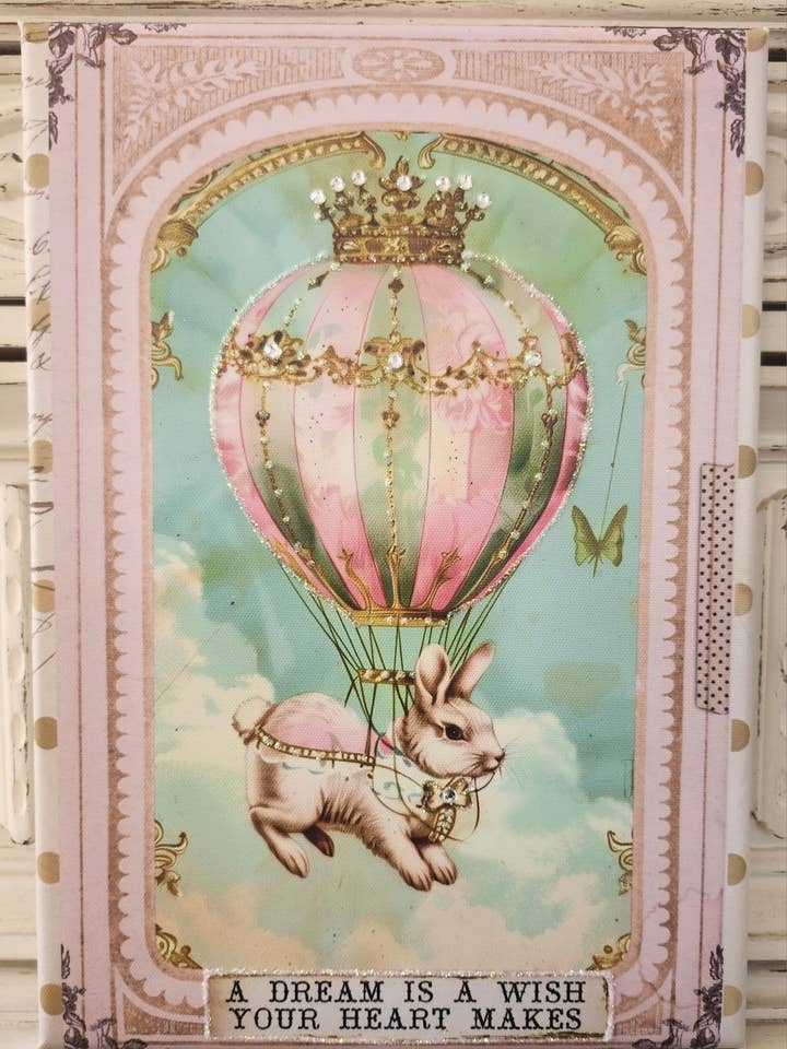 Canvas Wall Art Bunny n Hot Air Balloon for wholesale by Little Heart Designs