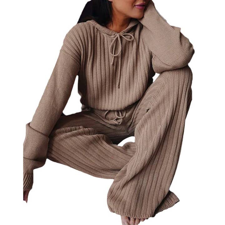 Sweetkama - Wholesale Lounge Set - Women's - Ladies Solid Long Sleeves Top Long Pants Set OM9436