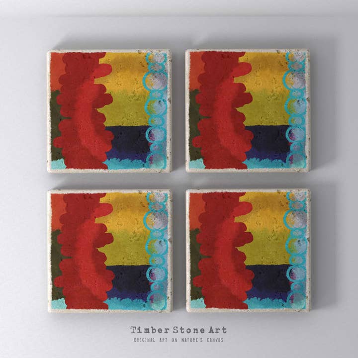 Set med 4 underlägg av natursten för wholesale av Timber Stone Art