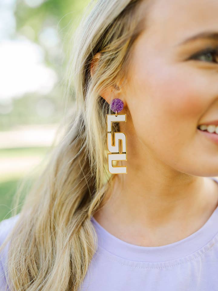 Gouttes acryliques blanches LSU pour la vente par Taylor Shaye Designs