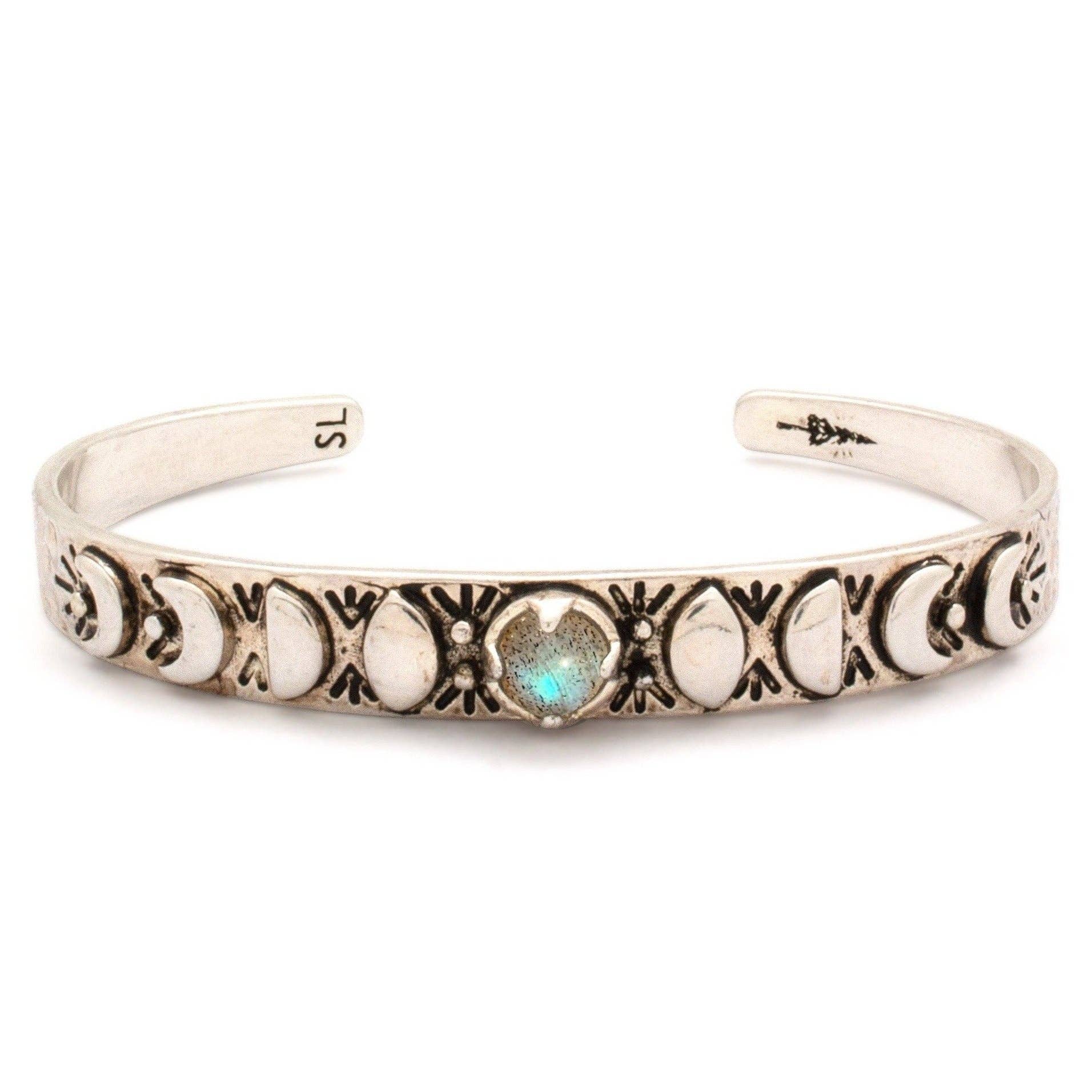 Hiouchi Jewels | Rose &amp; Bolt Grateful Dead Jewelry - Vente Bracelet manchette - Bracelet manchette Mini Phases de Lune | Labradorite7