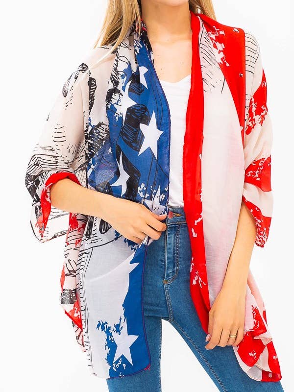 Bufandas oblongas de la bandera estadounidense de lavado vintage para venta al por mayor de Cap Zone