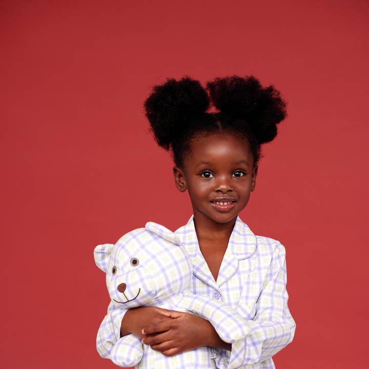 Lilly Girls Pyjama Set with Matching Teddy Bear 100% Cotton for wholesale by Luna Mia Kids