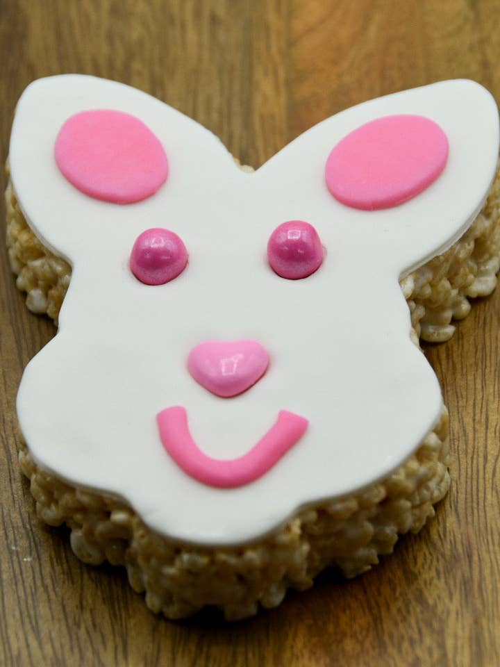 Easter Bunny Face Rice Crispie Treats for wholesale by Creative Crispies Co.