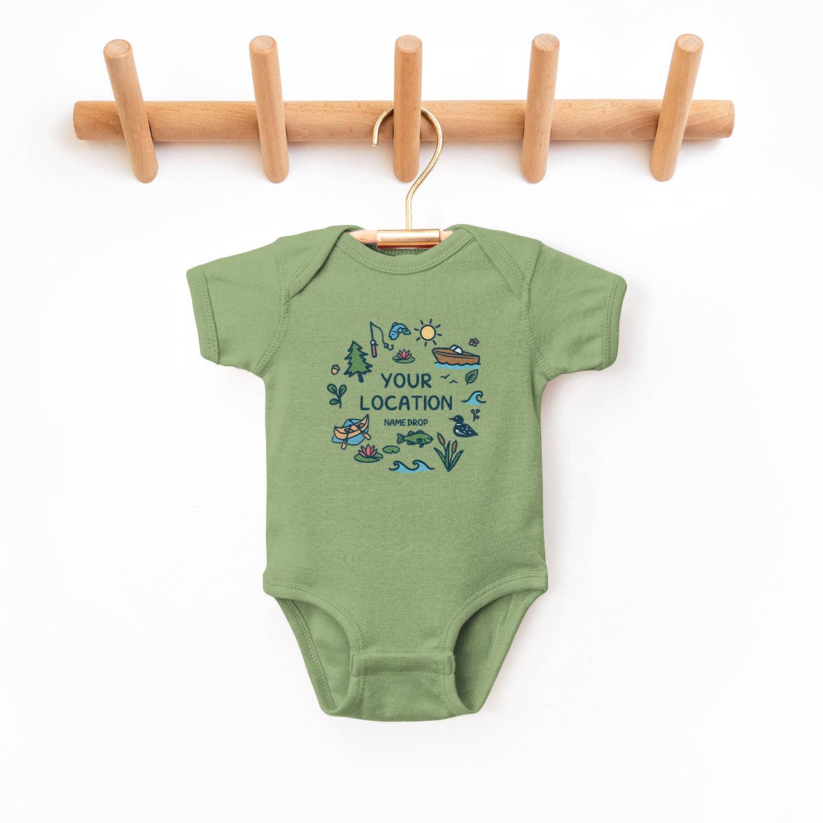 RetroPlanet – wholesale Bodysuit (non-footed) – Baby – Your Lake Doodle Name Drop Baby Bodysuit Onesies NB-24 Mos5