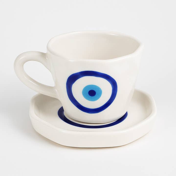 Boho handmålade rustika keramikkoppar och fat för wholesale av Bohozena