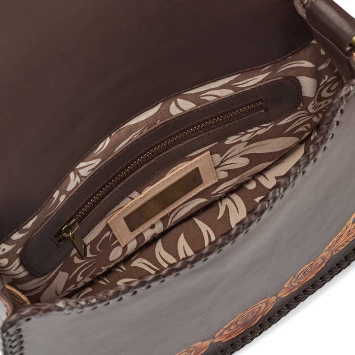 Akaroa Phoebe Bag Dark Choc/Gold for wholesale on Faire4