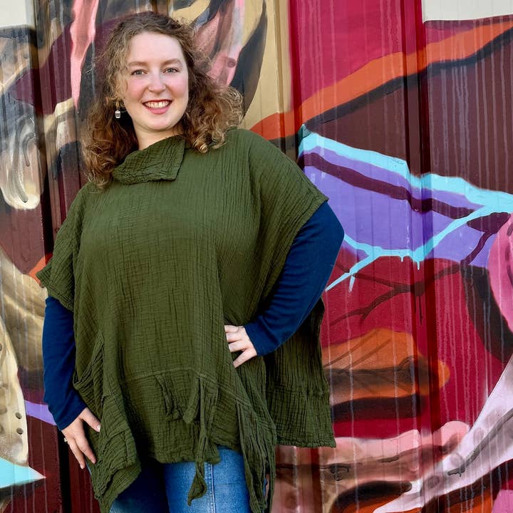 Gauzy Poncho Top | 100% Cotton for wholesale by Unique Batik Fair Trade