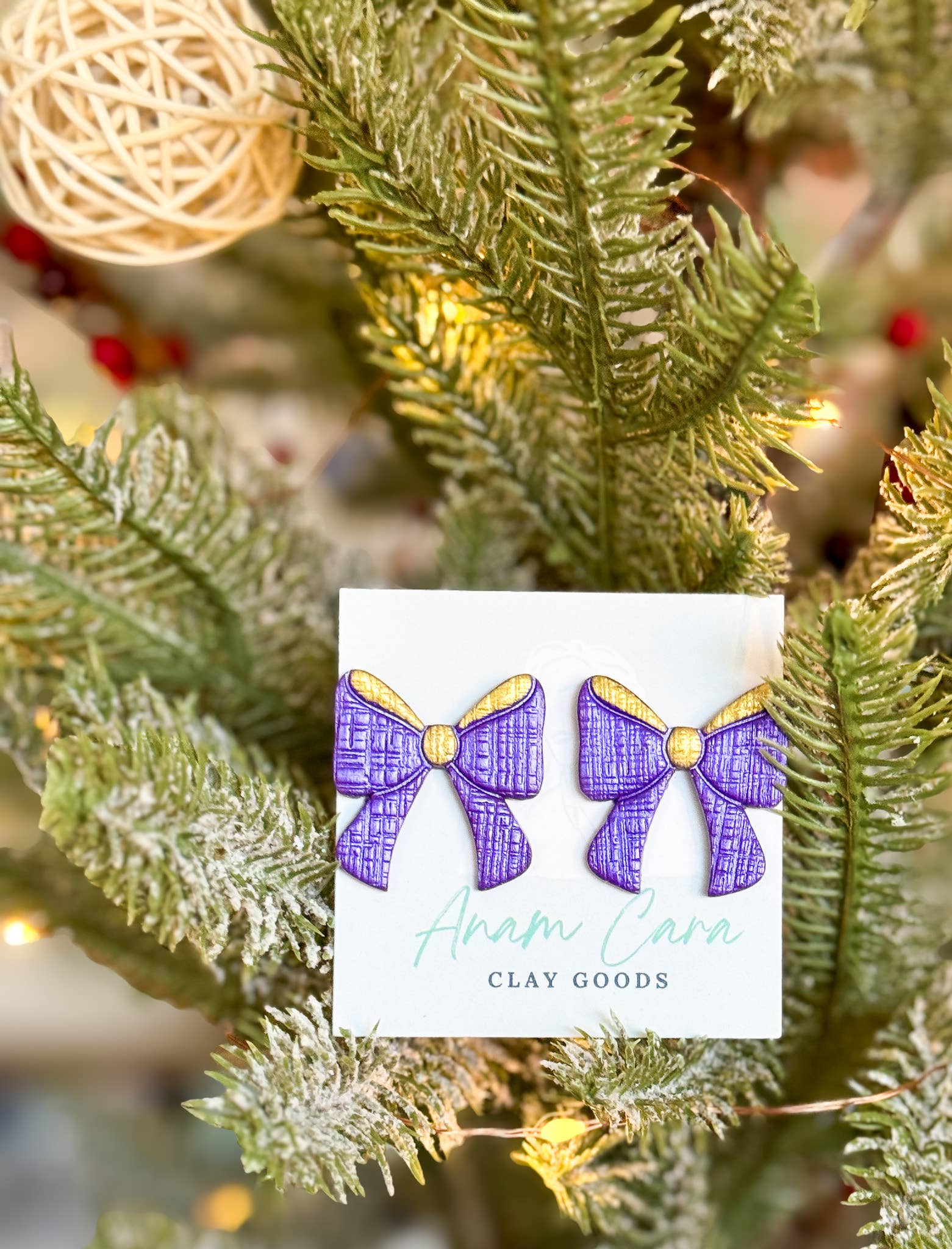 Anam Cara Clay Goods - Wholesale Stud/Post Earrings - Sparkle Bow Statement Studs-Polymer Clay Earrings7