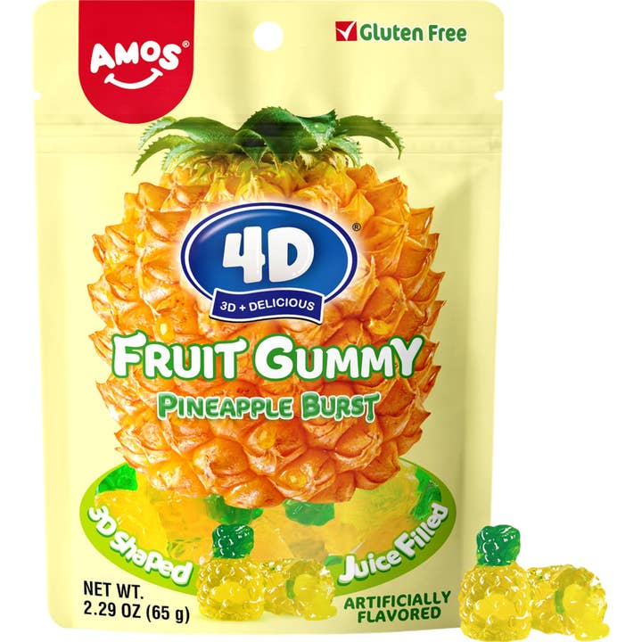 Amos 4D Pineapple Burst Gummy for wholesale by Cow Crack Wholesale