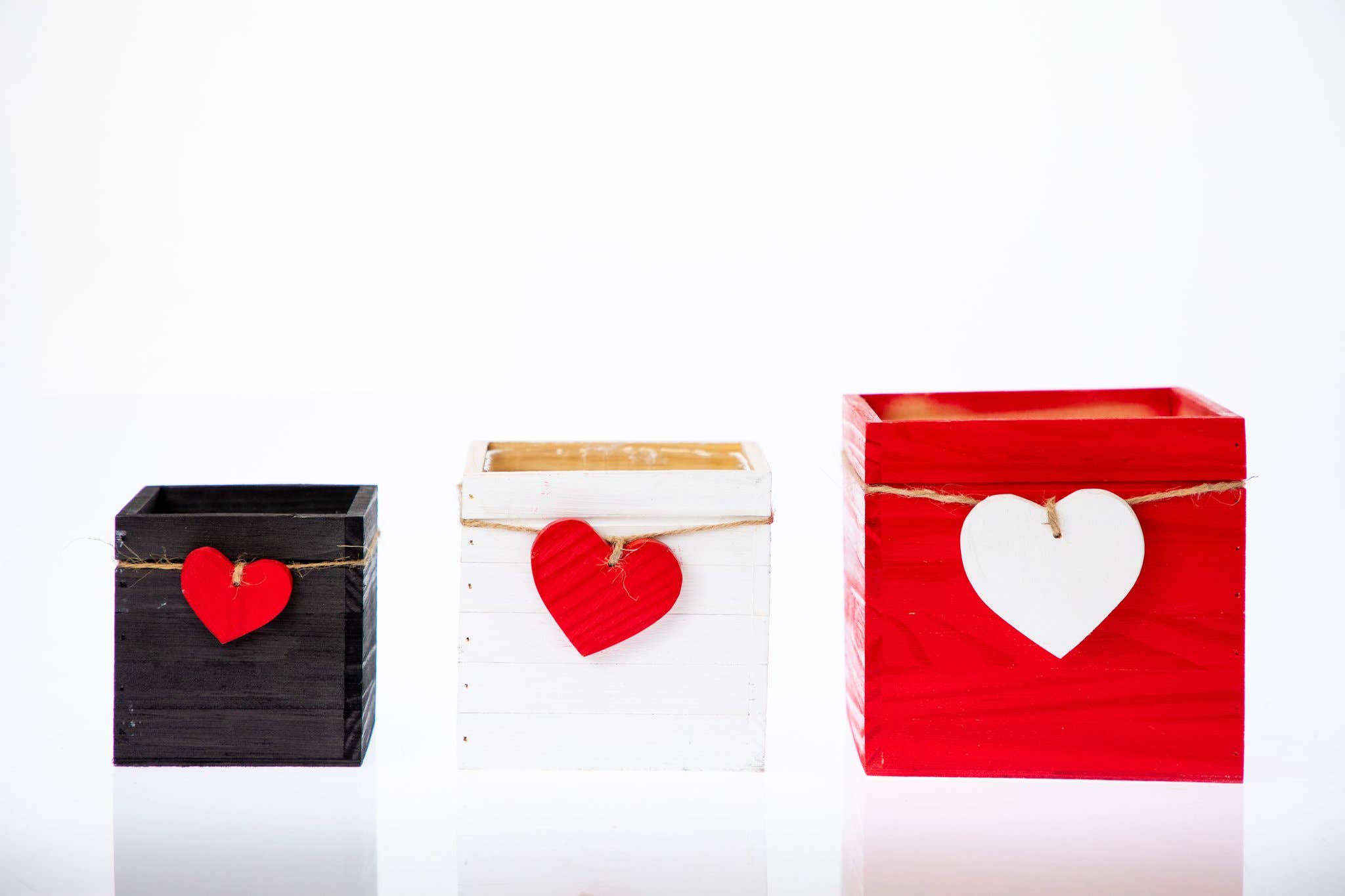 UNIMIX FLORAL - Vente Jardinière - Jardinières en bois/Conteneur - 3 couleurs assorties Cœur Saint-Valentin&Mday6