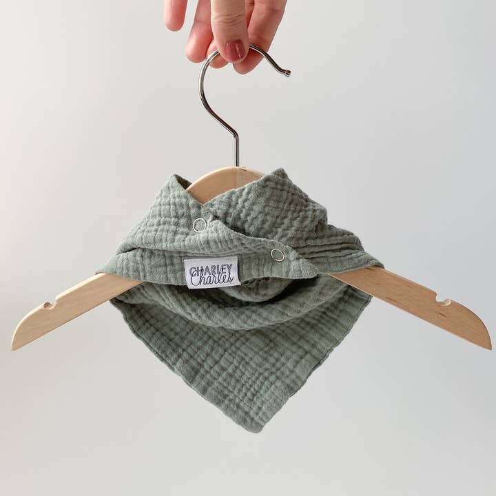 Charley Charles - Wholesale Bandana Bib - SAGE Lightweight Cotton Gauze Baby Bandana Bib1
