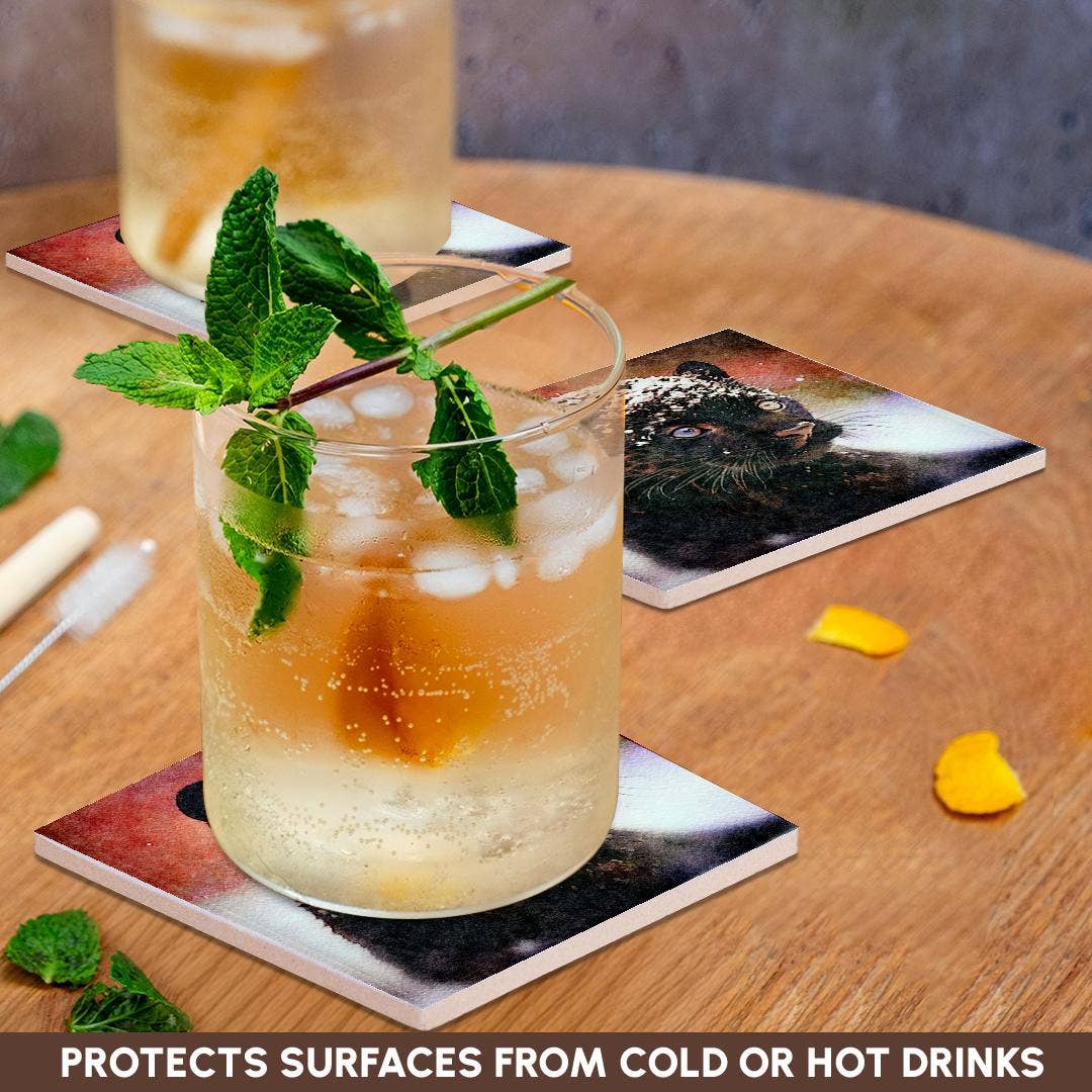 3dRose – Engroshandel Bordskånere – 3dRose, Baby Panther Billede Af Akvarelmaleri, Bordskåner2