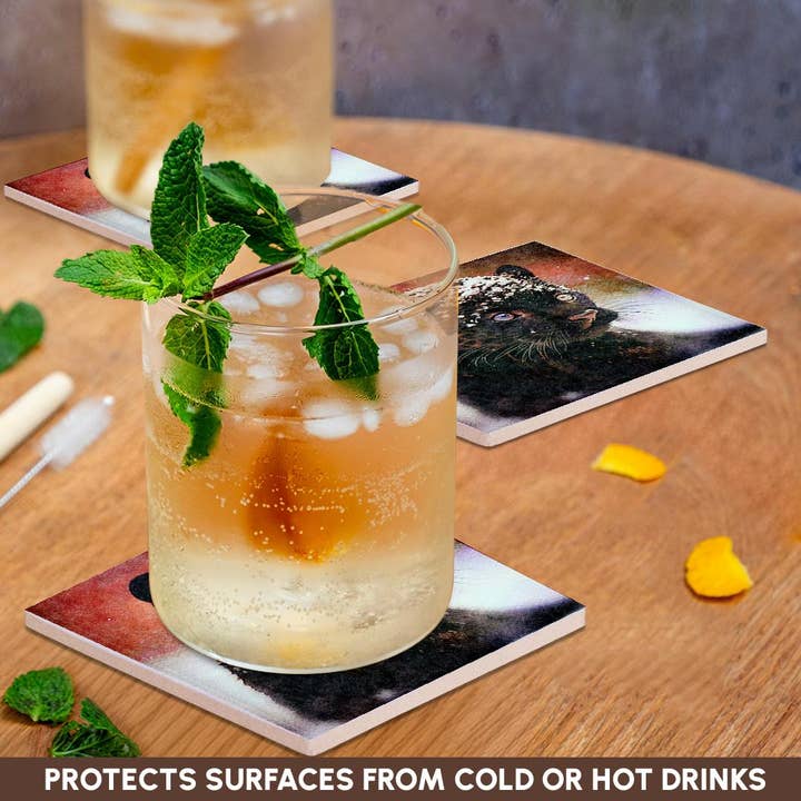 3dRose - Wholesale Coasters - 3dRose, Baby Panther Image Of Watercolor Painting, Coaster2