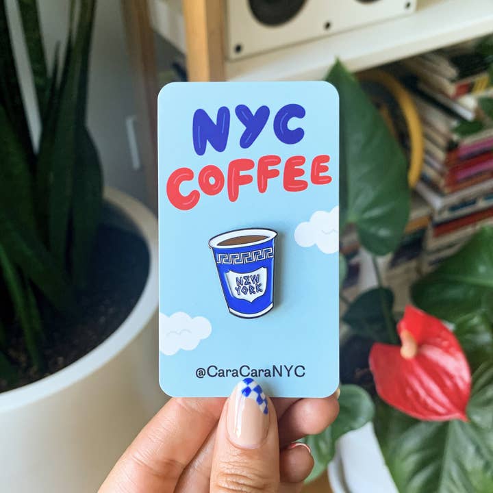 CaraCaraNYC - Wholesale Lapel Pin/Button - NYC Coffee 1" Enamel Pin5