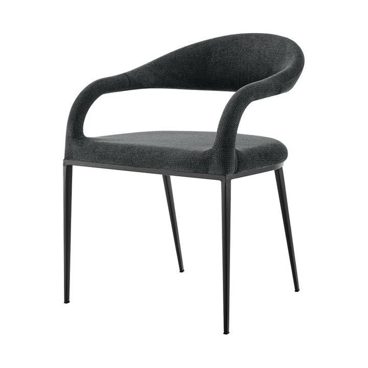 HomeRoots - Wholesale Chair - Set of Two Gray And Black Upholstered Polyester Open Back Dining Arm Chairs5