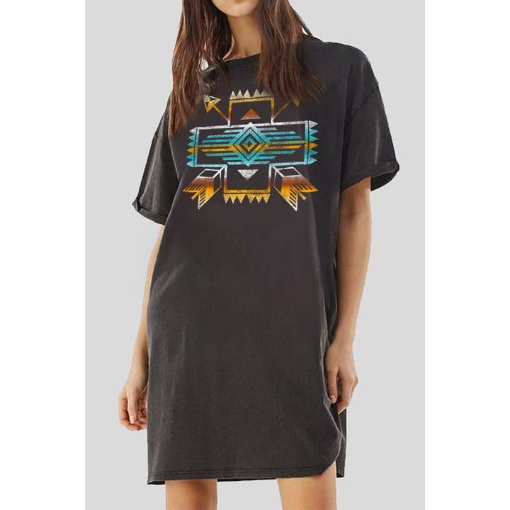 AZTEC ROAM MINERAL GRAPHIC DRESS for wholesale by HRTandLUV