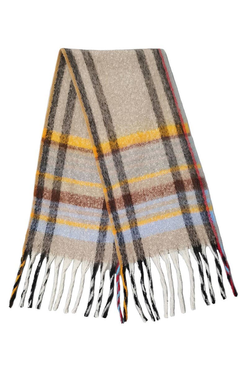 Fashion City - Wholesale Scarf - Women's - Women's Multi Stripe Cozy Scarf w Fringe6