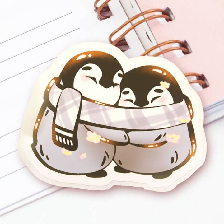 Cuddling Baby pingvin søde Kawaii Glossy Sticker Pack 2.5" for engroshandel hos BeeluArt