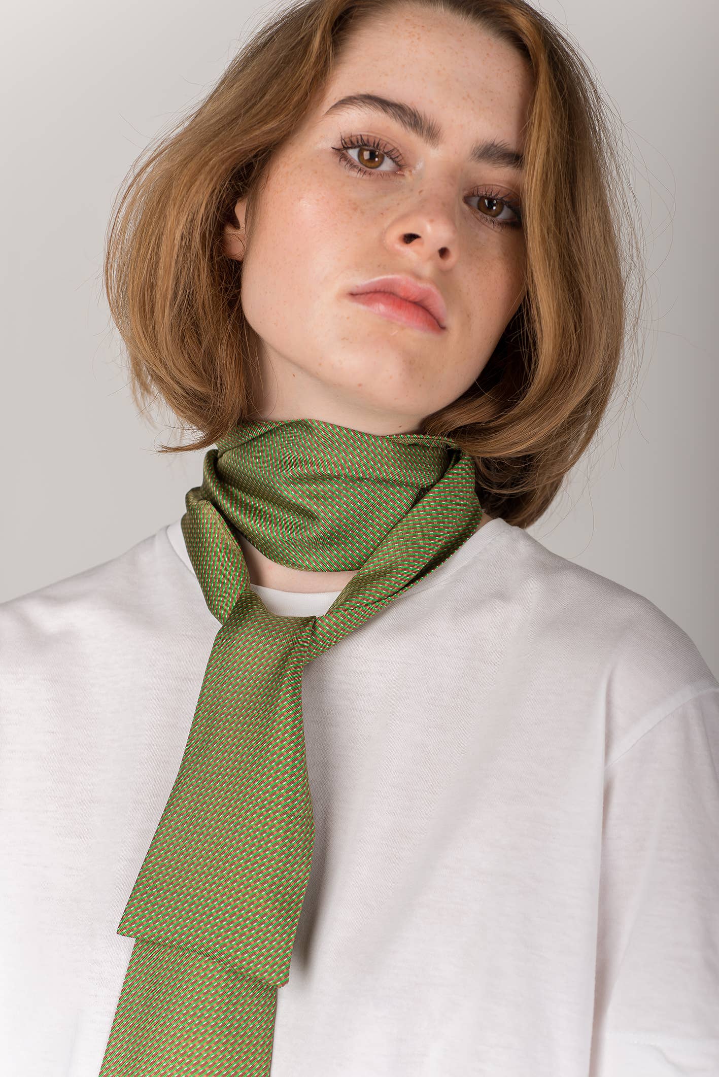 Abstract - Wholesale Scarf - Unisex - Long tie in pure silk with small geometric prints3